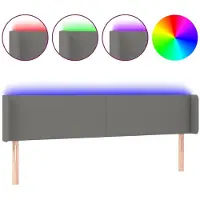 vidaXL Hoofdbord LED 183x16x78/88 cm stof donkergrijs