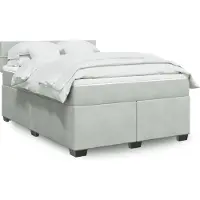 vidaXL Boxspring met matras fluweel lichtgrijs 140x200 cm