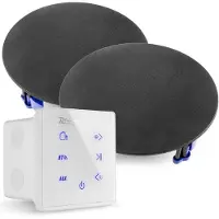 Power Dynamics Powerline A50W Set met witte inbouw versterker en 2 zwarte plafondspeakers