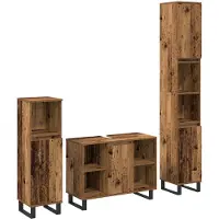 vidaXL Badkamermeubel Set 3 st Bruin 30 x 30 x 180 cm Bewerkt hout