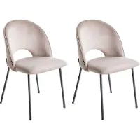 Beliani COVELO - Eetkamerstoel set van 2 - Taupe - Fluweel