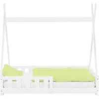ECD-Germany Kinderbed Tipi | hout wit 148x76x141 cm kinderbedden | NADUVI