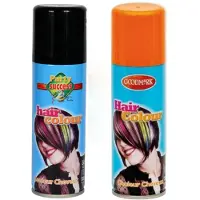 Goodmark Carnaval verkleed haarverf - haarspray - kleuren oranje en zwart - 125 ml per flacon - verven