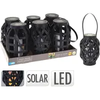 Home Styling Collection Solar lantaarn Rotan zwart LED