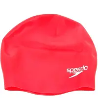 Speedo Rote Junior-Größe geformte Silikon-Badekappe – Kinder-Badekappe – Silikon-Badekappe