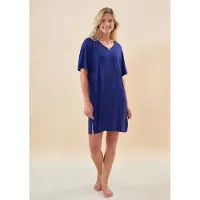 Little label - beau dames nachthemd bamboe - blauw - M/ 38 - extra zacht en duurzaam