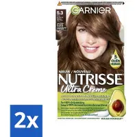 Garnier 2 x - Nutrisse Ultra Crème 5.3 - Haarkleuring - Licht Goudbruin - Intens Voedend - Permanente Kleur - Haarverf - Permanente Haarkleur - Licht Goudbruin - Grijsdekking - Voedende Haarkleuring