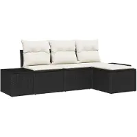 vidaXL Tuinbank Set 4 st Zwart en Crème poly rattan