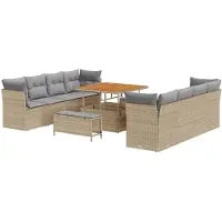 vidaXL Tuinbank Set 11 st 8-Aantal zitplaatsen Beige en Lichtgrijs