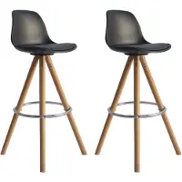 Happy Garden Set van 2 zwarte TOBIAS Scandinavische krukjes met kussen