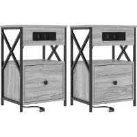 vidaXL Nachtkastje 2 st Grijs Sonoma 40 x 31 x 60 cm Bewerkt hout