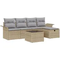 vidaXL Tuinbank Set 6 st Beige en Lichtgrijs poly rattan