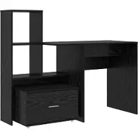 vidaXL Bureau Zwart Eiken Bewerkt hout 131,5 x 50 x 106,5 cm