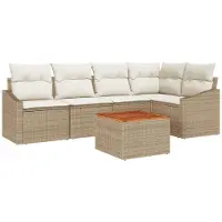 vidaXL Tuinbank Set 6 st Beige poly rattan