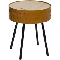 Atmosphera Scandinavische bijzettafel mosterd met opbergruimte - Dia 38.5 Hoogte 45.5 - salontafel