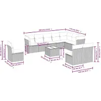 vidaXL 11-delige Loungeset met kussens poly rattan zwart