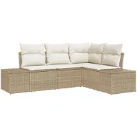 vidaXL Tuinbank Set 4 st Beige en Crème poly rattan