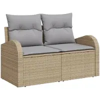 vidaXL Bankstel 6 st Beige en Lichtgrijs poly rattan