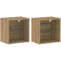vidaXL Floating Shelf met LED Licht 2 st Bruin 40 x 28,5 x 40 cm