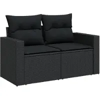 vidaXL Tuinbank Set 13 st 10-Aantal zitplaatsen Zwart poly rattan
