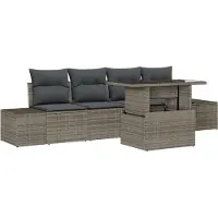 vidaXL Bankstel 5 st Grijs poly rattan