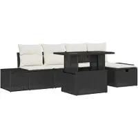 vidaXL Tuinbank Set 6 st Zwart poly rattan