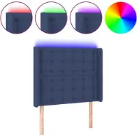 vidaXL Hoofdbord LED 83x16x118/128 cm stof blauw