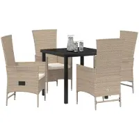 vidaXL Tuin Eettafel Set 5 st Beige poly rattan