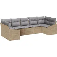 vidaXL Bankstel 7 st Beige poly rattan
