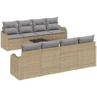vidaXL Tuinbank Set Beige 55 x 55 x 37 cm poly rattan