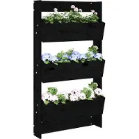 vidaXL Plantenbak wandmontage 3-laags 60x18,5x110 cm grenenhout zwart