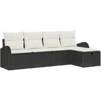 vidaXL Bankstel 5 st Zwart en Crème poly rattan