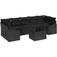 vidaXL Tuinbank Set 8 st Zwart poly rattan