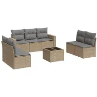 vidaXL 8-delige Loungeset met kussens poly rattan beige