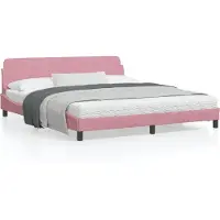 vidaXL Bedframe met hoofdeinde "Dover" 180x200 cm fluweel roze