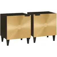vidaXL Nachtkastje 2 st Zwart en Goud 40 x 33 x 46 cm Bewerkt hout
