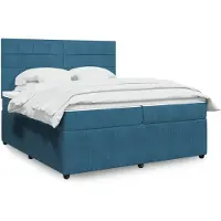 vidaXL Boxspringbed met matras, donkerblauw, 200x200 cm, fluweel
