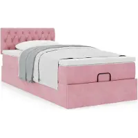 vidaXL Ottoman bed met matras 100x200 cm fluweel roze