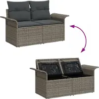 vidaXL Tuinbank Set 6 st Grijs Poly rattan