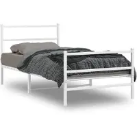 vidaXL - Bedframe - met - hoofd- - en - voeteneinde metaal - wit - 107x203 - cm