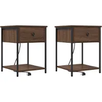 vidaXL Nachtkastje 2 st Bruin Eiken 42 x 41 x 56 cm Bewerkt hout