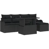 vidaXL Tuinset voor buiten, 6 stuks, zwart, polyrotan