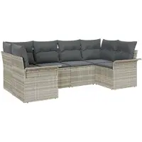 vidaXL Tuinbank Set 6 st Lichtgrijs poly rattan