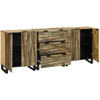 vidaXL Badkamermeubel Set met lade met plank 3 pcs Bruin Bewerkt hout