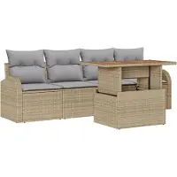 vidaXL Tuinbank Set 5 st beige en lichtgrijs
