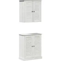 vidaXL Badkamerkast set, 2 stuks, wit en antiek wit, 67,5 x 34 x 80 cm