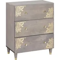 vidaXL Dressoir Grijs en Goud 60 x 33 x 75 cm Massief Mango Hout