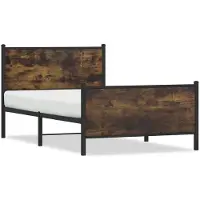 vidaXL Bedframe zonder matras metaal gerookt eikenkleurig 100x200 cm