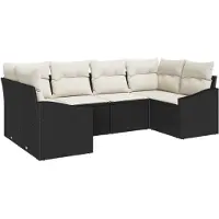 vidaXL Tuinbank Set 6 st Zwart en Crème poly rattan