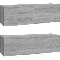 vidaXL Tv-wandmeubels 2 st 100x30x30 cm hout grijs sonoma eikenkleurig